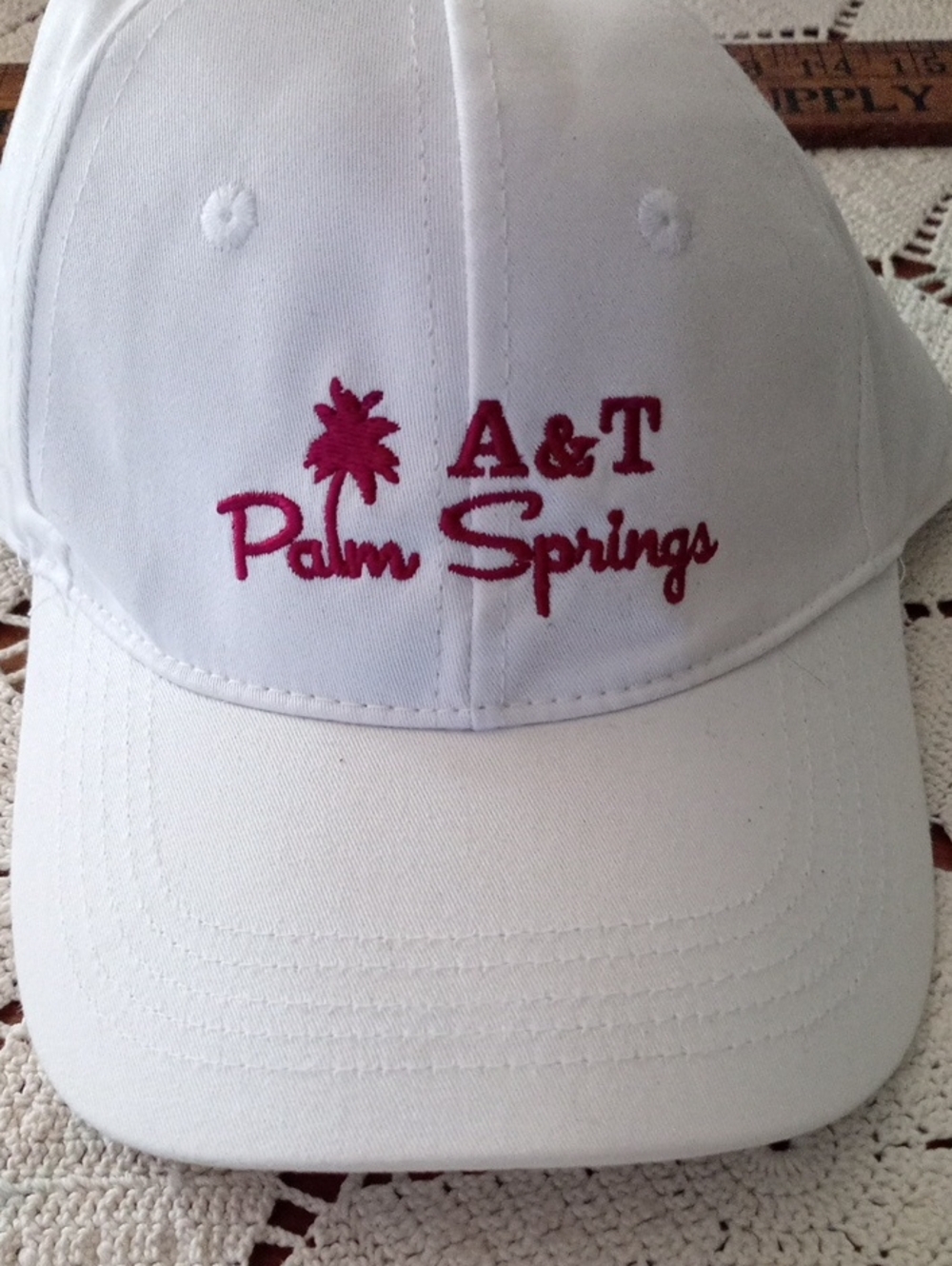 Palm Springs Kids White Baseball Cap with Pink Embroidery